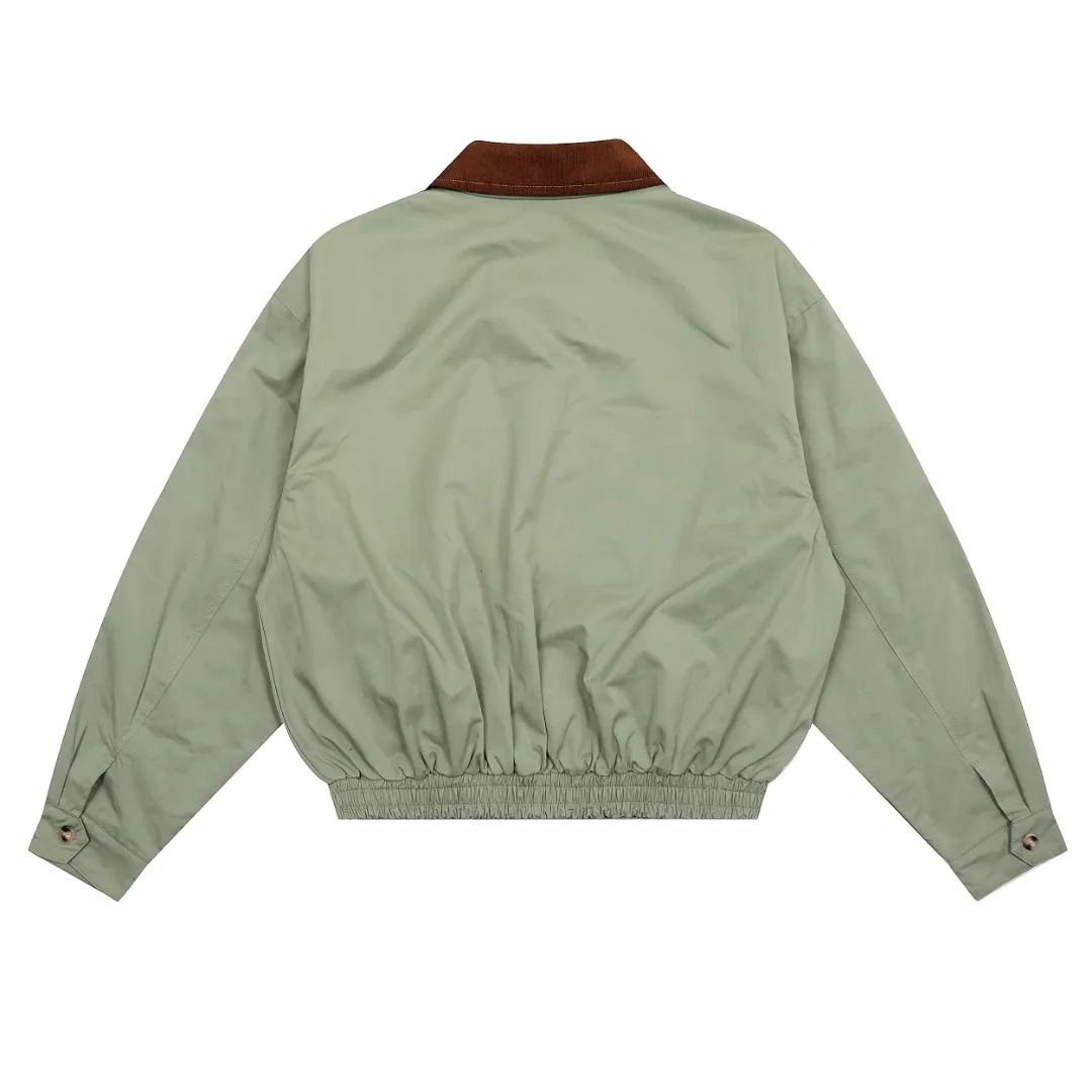 P340 Top quality" Style number: 8099# [Ralph Lauren corduroy color-blocked lapel American retro jacket] ✅Ralph Lauren American retro classic contrasting color corduroy lapel jacket ✅Pure cotton washed fabric Fabric texture version YYDS~ ✅Fashionable and casual commuting travel Simple style is classic ✅Simple and easy to wear ootd must-have versatile style Size: S-XL Color: Navy blue, matcha light green, Klein blue, retro gray green